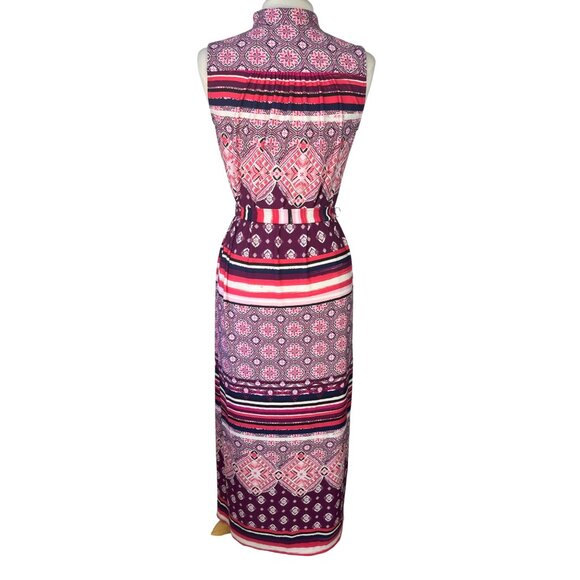 JM Collection Sleeveless Maxi Dress Size 4 Pink Purple New Belt - Picture 2 of 9